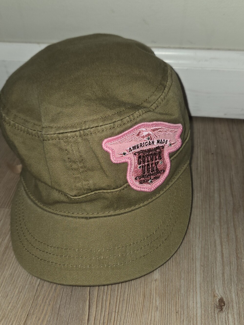 American Dream Olive Green Hat with Pink Patch